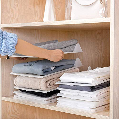 VENIVA VENIVA Cloth Organizer Clothes Wardrobe Organizer for Shirts TShirts Jeans Plastic AntiWrinkle Closet Drawer Rack Storage Travel Closet OrganizerPack of 10 Sheets  - Image 1