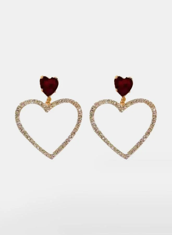 Styli Embellished Heart Earrings