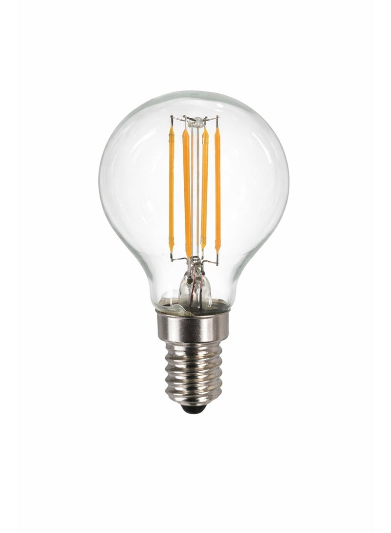 Dimmable LED 4W E14 Round bulb, Filament Type lamp, 2700K, Warm light, 480LM - Made in Germany - Image 1