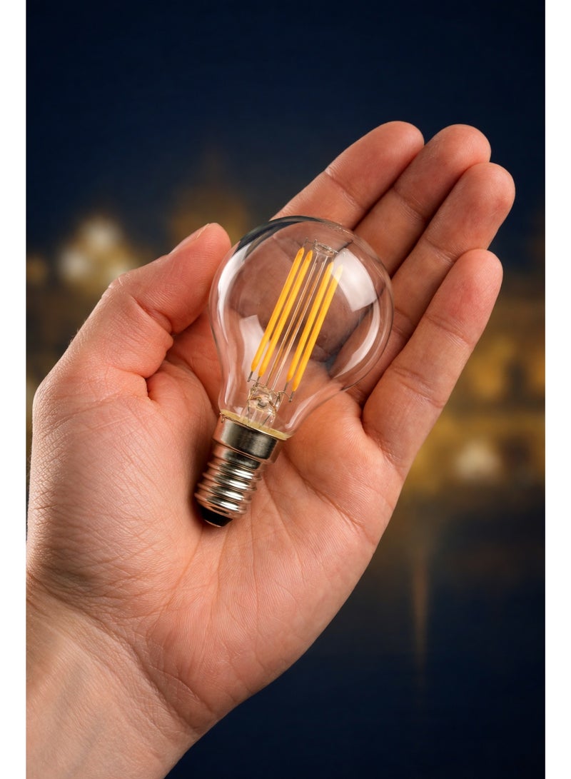Dimmable LED 4W E14 Round bulb, Filament Type lamp, 2700K, Warm light, 480LM - Made in Germany - Image 4