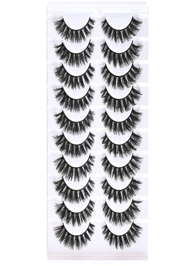 FARRED Mink Lashes Short Fluffy Eyelashes Wispy Natural Eyelash Pack Full Volume Lash Strips 10 Pairs Wispies Fake Strip Lashes Natural Look False Eye Lash Russian Looking for Everyday Makeup - Image 3