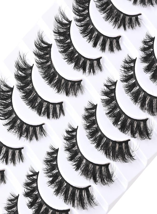 FARRED Mink Lashes Short Fluffy Eyelashes Wispy Natural Eyelash Pack Full Volume Lash Strips 10 Pairs Wispies Fake Strip Lashes Natural Look False Eye Lash Russian Looking for Everyday Makeup - Image 4