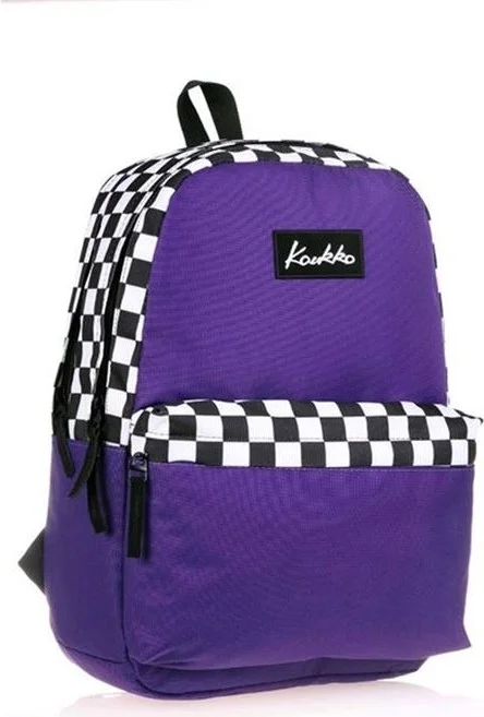 KAUKKO Basic Colors Purple Check Backpack K1418