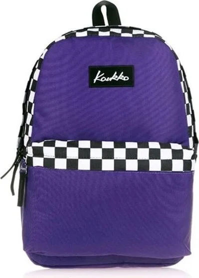 KAUKKO Basic Colors Purple Check Backpack K1418