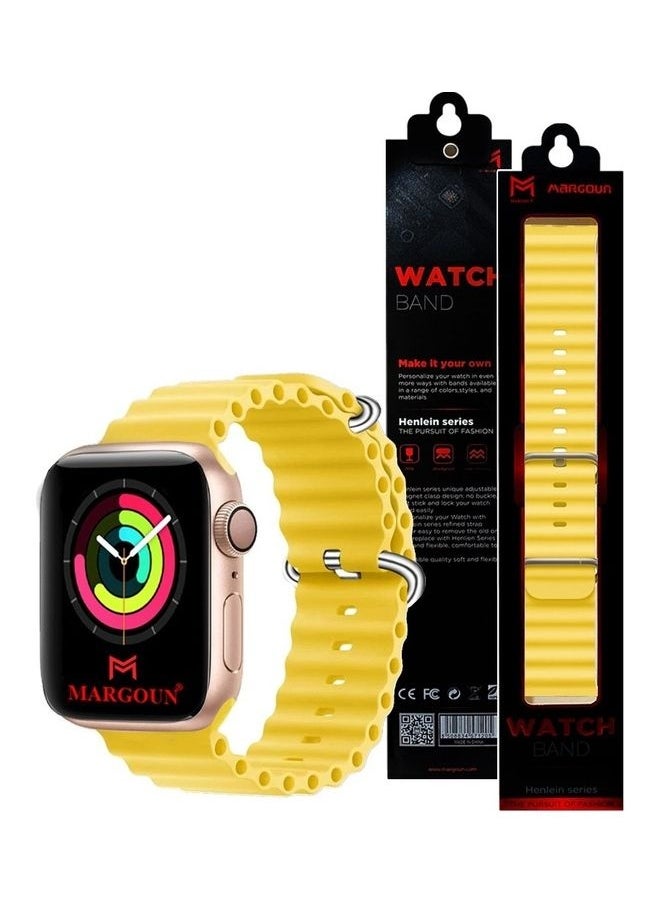 Beauenty - Apple Watch Ocean Band 49mm 45mm 44mm 42mm Soft Silicone Loop Strap for iWatch Series Ultra/8/7/SE/6/5/4/3/2/1 Yellow - Image 1