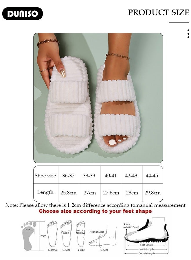DUNISO شبشب غير قابل للانزلاق للنساء، شباشب دافئة مريحة من الفرو، شباشب منزلية مفتوحة من الأمام، شباشب خفيفة وناعمة، شباشب ذات نعل سميك قابلة للغسل، شباشب منزلية للاستخدام الداخلي والخارجي - Image 4