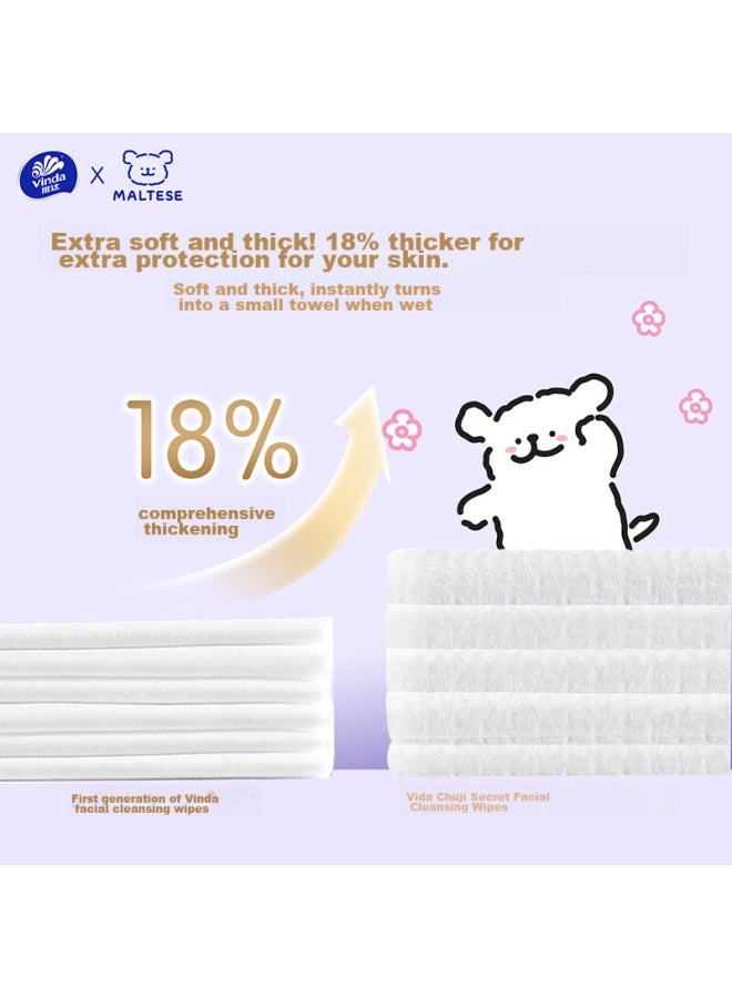 Vinda Facial Cleansing Wipes, Line Dog Co-branded 420 Sheets , XL Size, Disposable Towels, Whole Box - Image 2