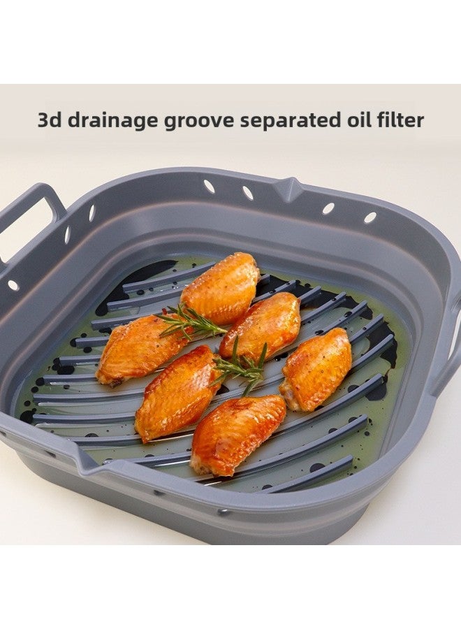 Hot Sale Air Fryer Special Silicone Baking Tray Household Oven Baking Tray Food Oil-proof Barbecue Tray-Specifications:Large Oil Brush Gray - Image 5