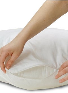 أسرار واقي وسادة ممتاز مقاوم للماء - غطاء وسادة بسحاب، أغطية ناعمة ومريحة مقاومة لحشرات السرير، آمن ضد الحساسية ويحمي من الأوساخ والفتات، حماية سائلة هادئة غير مزعجة بنسبة 100%، أبيض 75x50 سم - غطاء وسادة واحد  - Image 4