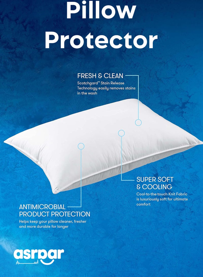 Asraar Premium Waterproof Pillow Protector - Zipper Pillow Case Protector, Soft and Comfortable Bed Bug Proof Encasement Covers, Allergy Safe Protects From Dirt & Crumbs, Quiet Non-Noisy 100% Liquid Protection, 75x50 cm White - 1 Pillow Cover - Image 4