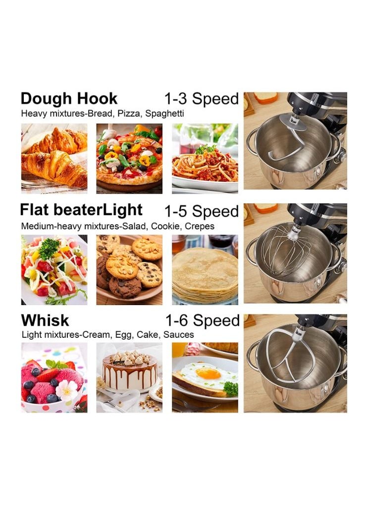 Biolomix - Biolomix Stand Mixer, Super Quiet 6L Kitchen Electric Stand Mixer, 6- Speed Dough Kneader Cake Bread Mixer with LCD Display Timer with Dough Hook, Beater, Whisk-Black, BM-601 - Image 1