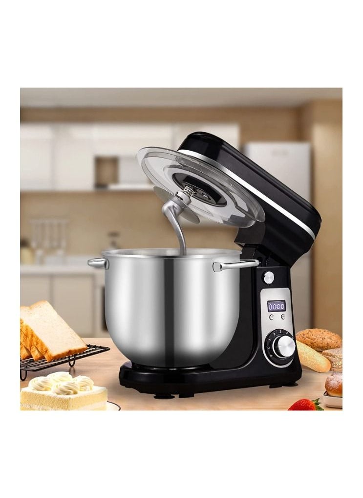 Biolomix - Biolomix Stand Mixer, Super Quiet 6L Kitchen Electric Stand Mixer, 6- Speed Dough Kneader Cake Bread Mixer with LCD Display Timer with Dough Hook, Beater, Whisk-Black, BM-601 - Image 1