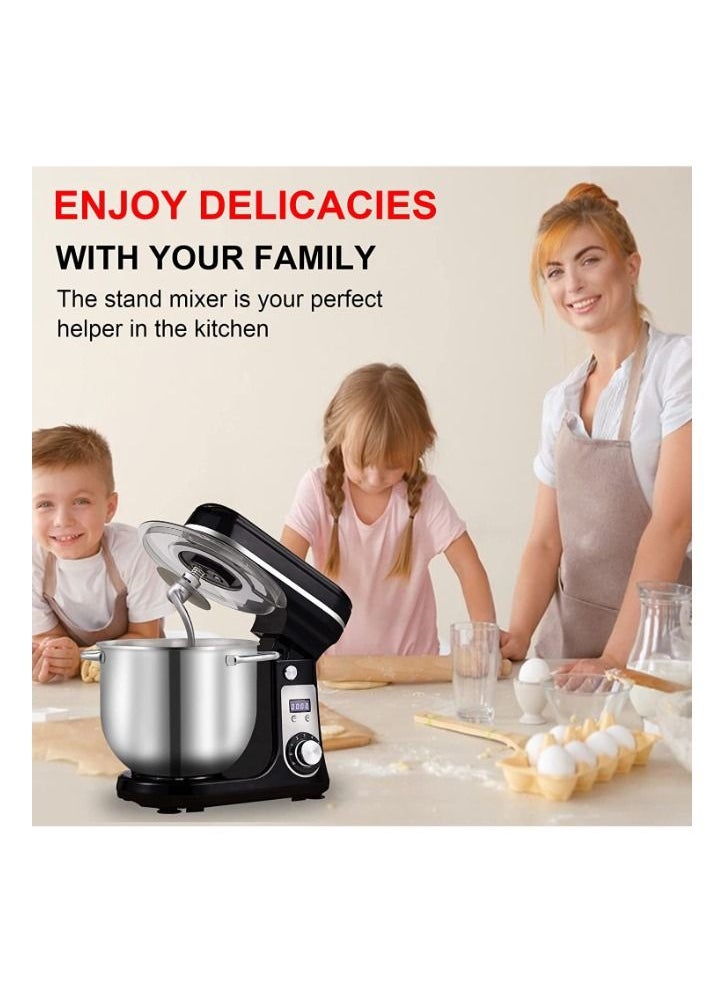 Biolomix - Biolomix Stand Mixer, Super Quiet 6L Kitchen Electric Stand Mixer, 6- Speed Dough Kneader Cake Bread Mixer with LCD Display Timer with Dough Hook, Beater, Whisk-Black, BM-601 - Image 1