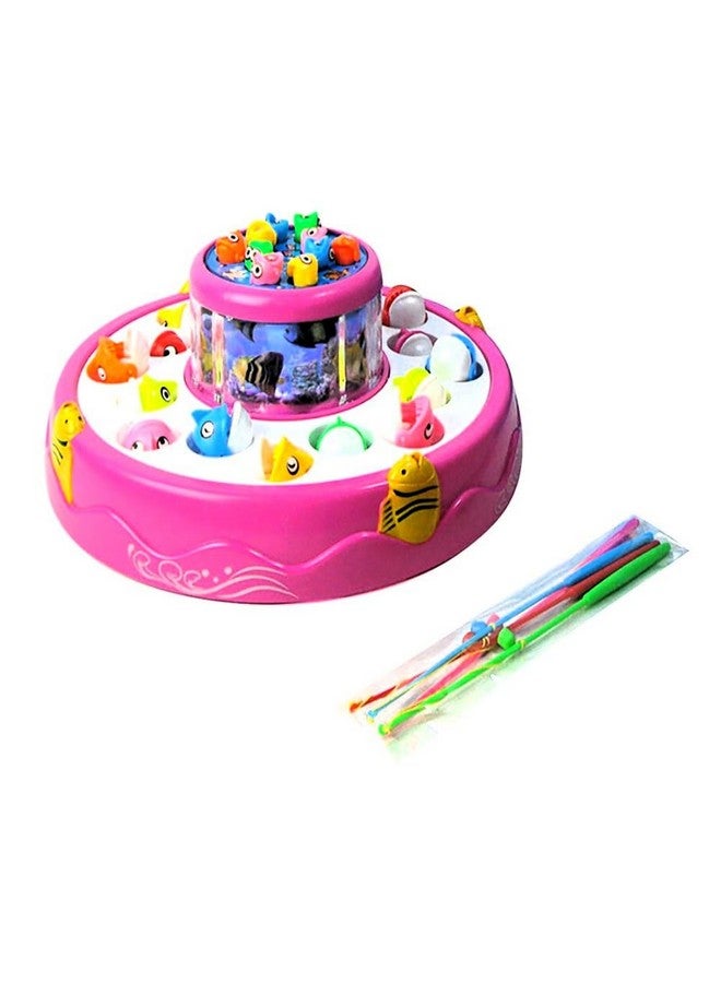 VGRASSP Fishing Game Toy Set for Kids with Multilayer Rotating Pond, 26 Fishes, 4 Fishing Poles, Dynamic Light and Music - Safe and Durable Gift - Multicolor (Color As Per Stock) - Image 1