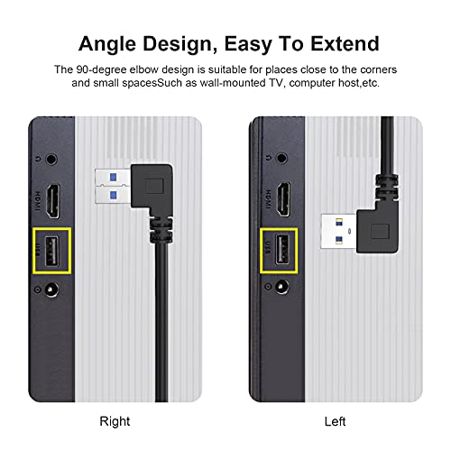 Oxsubor SuperSpeed USB 3.0 Male to Female Extension Data Cable Left Angle 2PCS (20CM,8IN)(Notice:pls Check The Left Angle in Picture) - Image 4