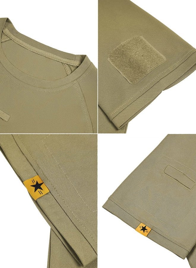 ZITY Mens Polo Shirt Short Sleeve Sports Golf Tennis T-Shirt, Khaki, XL - Image 4