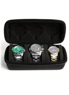 3 Slot Watch Travel Case with Sponge Cushion Portable Watch Storage Case Black