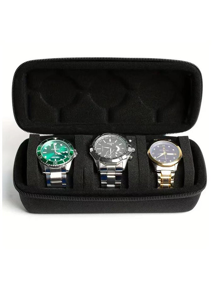 Generic - 3 Slot Watch Travel Case with Sponge Cushion Portable Watch Storage Case Black - Image 1