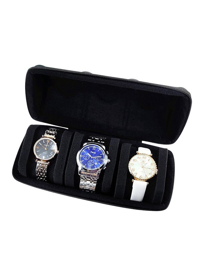 Generic - 3 Slot Watch Travel Case with Sponge Cushion Portable Watch Storage Case Black - Image 1