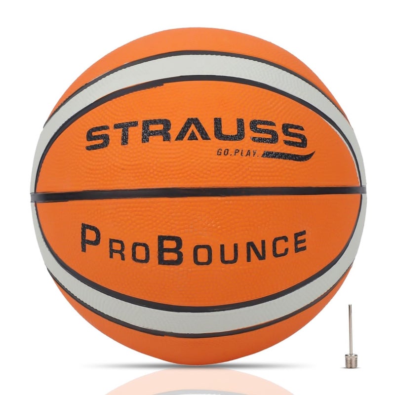 STRAUSS ProBounce Basketball Size 7 | Professional Basket Ball for Indoor-Outdoor Training and Match | Suitable for Hard Surface, Wooden Flooring & Synthetic Surface | for Kids and Adults - Image 1