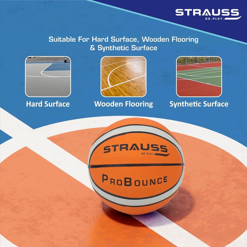 STRAUSS ProBounce Basketball Size 7 | Professional Basket Ball for Indoor-Outdoor Training and Match | Suitable for Hard Surface, Wooden Flooring & Synthetic Surface | for Kids and Adults - Image 5