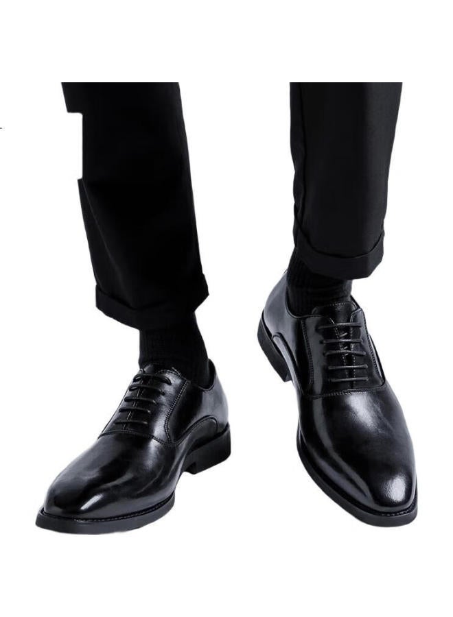 Poitulas Men'S Pointed Toe Lace-Up Business Casual Shoes British Style Derby Formal Wedding Shoes Men 8022 Black 43 - Image 3