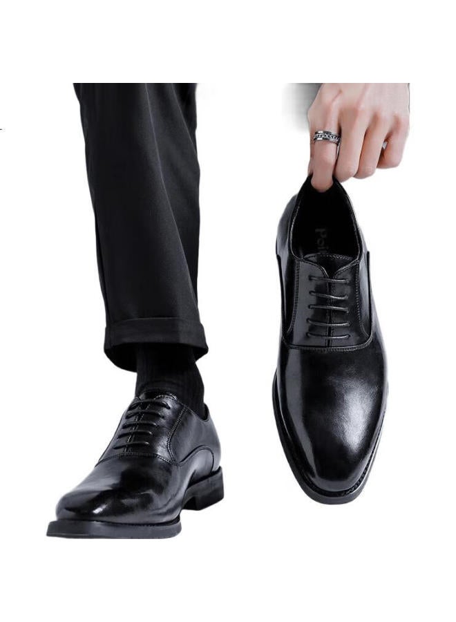 Poitulas Men'S Pointed Toe Lace-Up Business Casual Shoes British Style Derby Formal Wedding Shoes Men 8022 Black 43 - Image 1