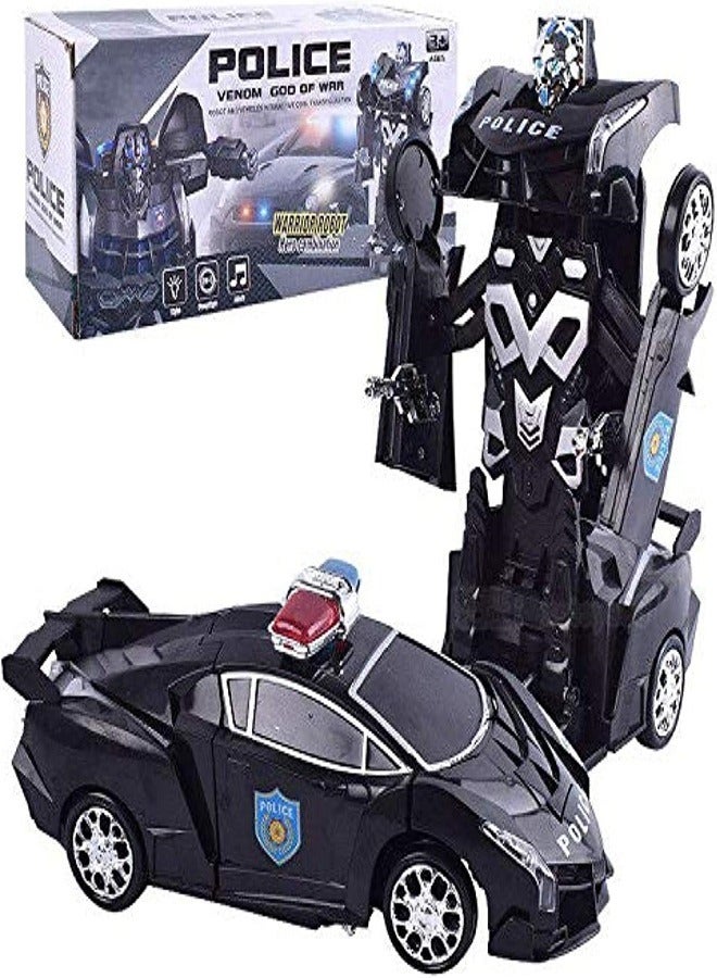 Mini Transforming Robot Car Toy Model, Black - Image 2