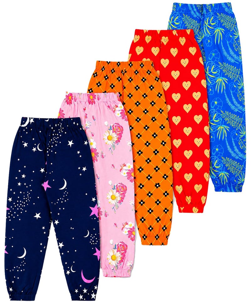 T2F Girls Cotton Regular Fit Printed Track Pant (Pack of 5) - Image 4