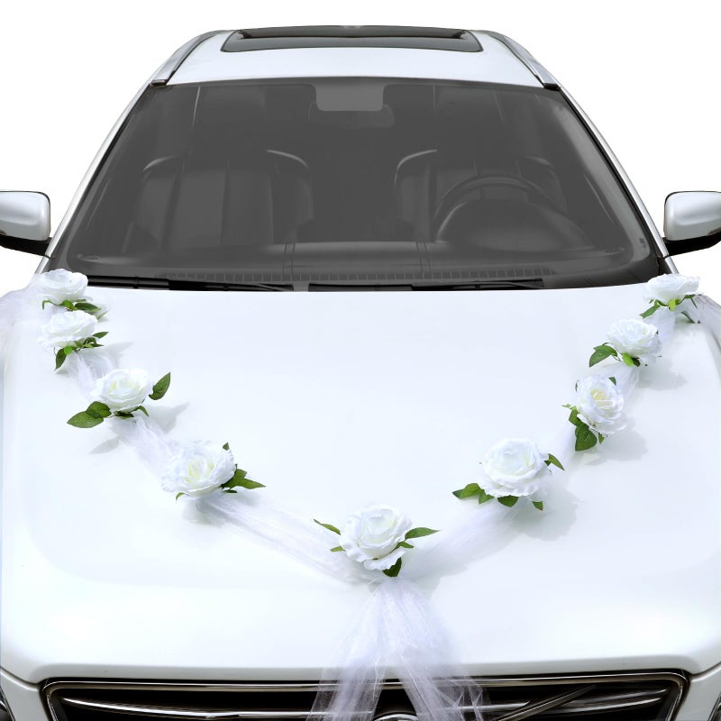 GWHOLE Artificial Flowers Bouquet Ribbon Set  Wedding Car Flowers for Wedding Party Decoration - Image 1