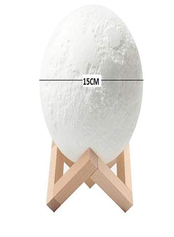 HOPz 3D USB Rechargeable Moon Lamp Color Changing Sensor Touch Decoration Crystal Ball Night Lamp with Wooden Stand (15CM) - Image 3