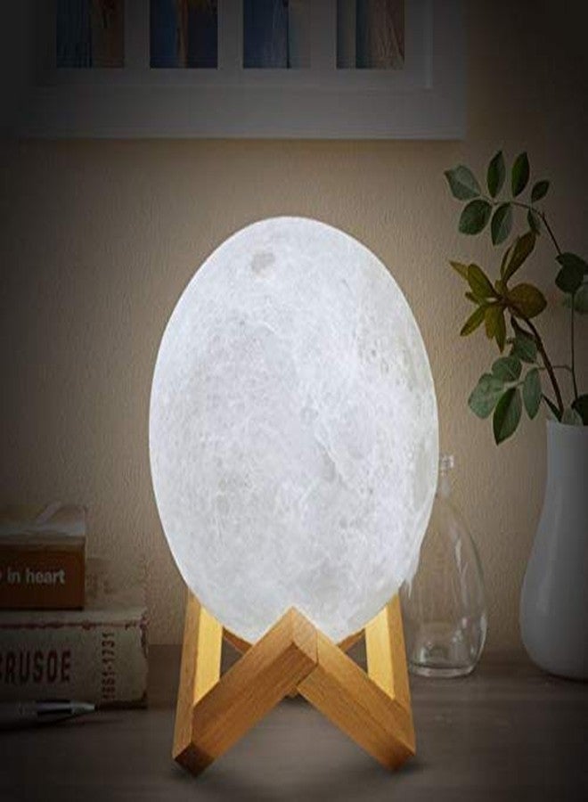 HOPz 3D USB Rechargeable Moon Lamp Color Changing Sensor Touch Decoration Crystal Ball Night Lamp with Wooden Stand (15CM) - Image 5