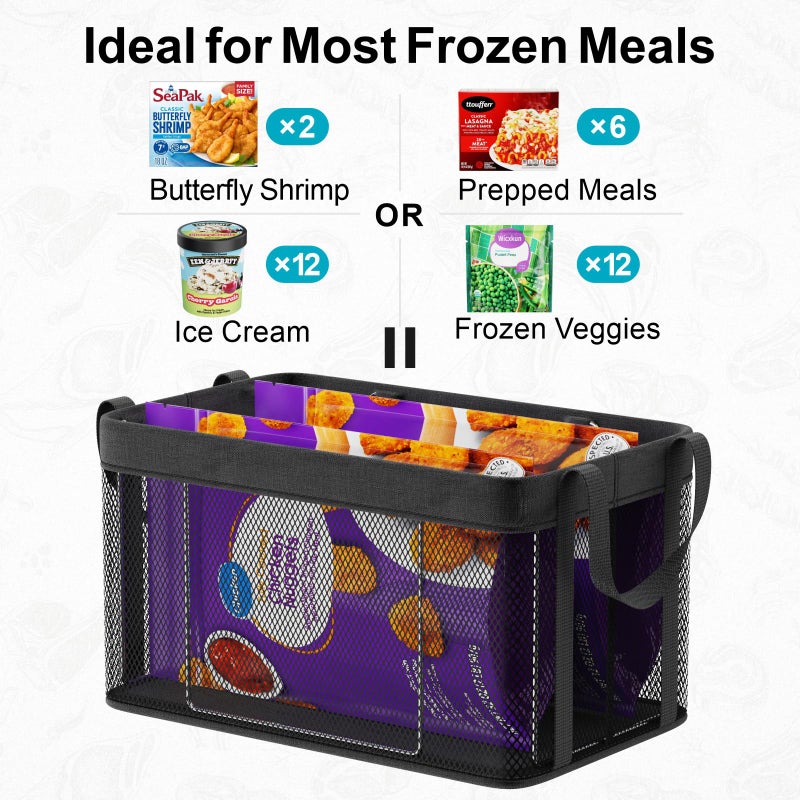iSPECLE Freezer Organizer Bins, 3 Pack 14.7" Large Stackable Deep Freezer Organizer Bins for 5 to 7 Cu.Ft Chest Freezer, Sturdy Fabric & Stainless Steel for Meat & Vegetables, Easy Access, Black - Image 2