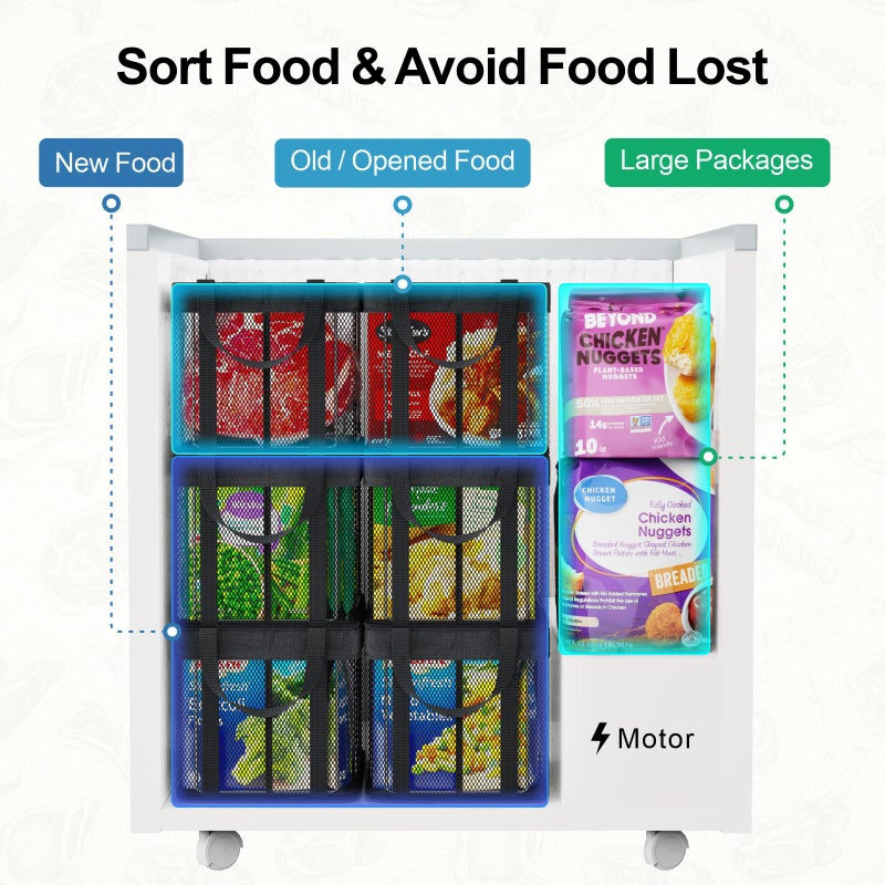 iSPECLE Freezer Organizer Bins, 3 Pack 14.7" Large Stackable Deep Freezer Organizer Bins for 5 to 7 Cu.Ft Chest Freezer, Sturdy Fabric & Stainless Steel for Meat & Vegetables, Easy Access, Black - Image 4