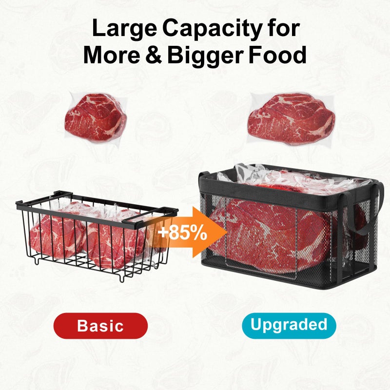 iSPECLE Freezer Organizer Bins, 3 Pack 14.7" Large Stackable Deep Freezer Organizer Bins for 5 to 7 Cu.Ft Chest Freezer, Sturdy Fabric & Stainless Steel for Meat & Vegetables, Easy Access, Black - Image 5