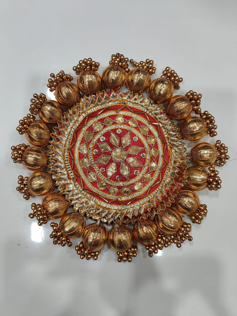 SELLPLUS Handmade Decorative Pooja Thali, Puja Plate, Decorative Pooja Plates for Festivals (Red) - Image 4