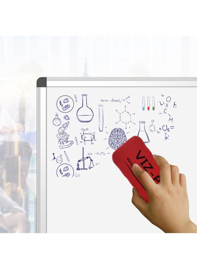 VIZ-PRO سبورة بيضاء قابلة للمسح الجاف 120 × 90 سم، سبورة مسح جاف بإطار ألمنيوم فضي وصينية أقلام - Image 4