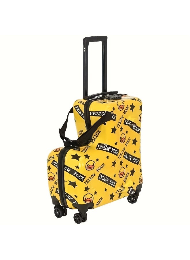 Kids Yellow Duck Pattern Trolley Suitcase - Image 5