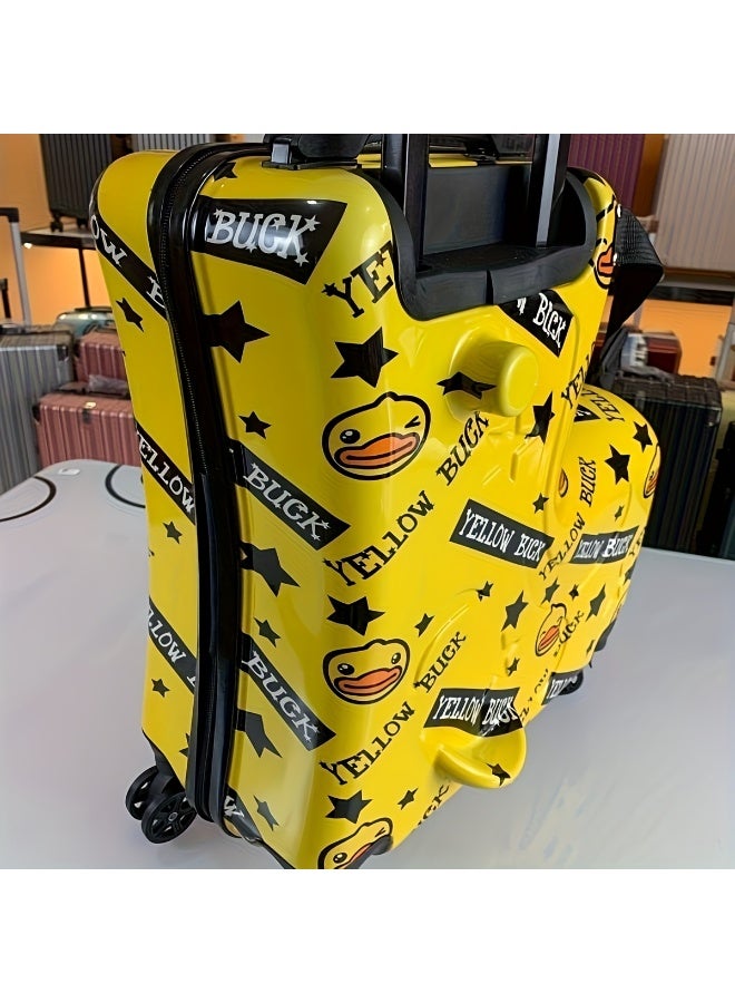 Kids Yellow Duck Pattern Trolley Suitcase - Image 3