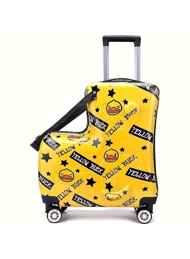Kids Yellow Duck Pattern Trolley Suitcase - Image 1
