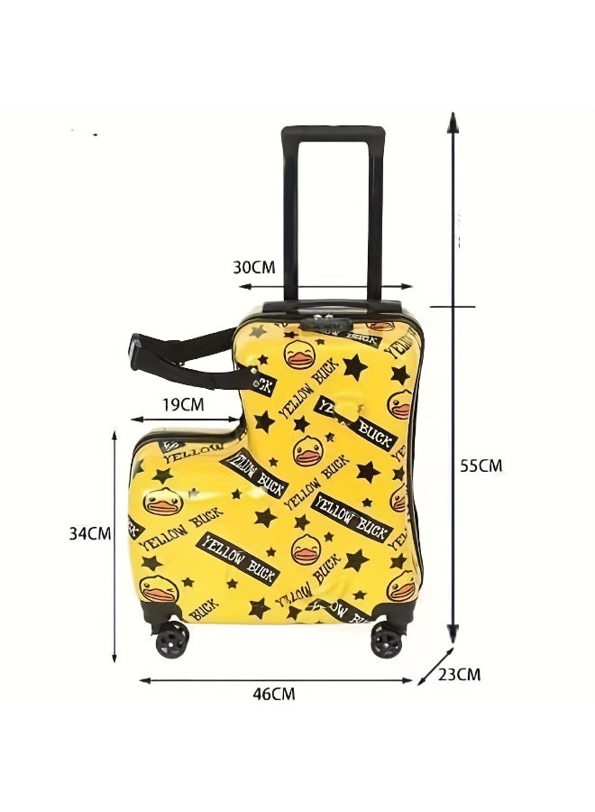 Kids Yellow Duck Pattern Trolley Suitcase - Image 4