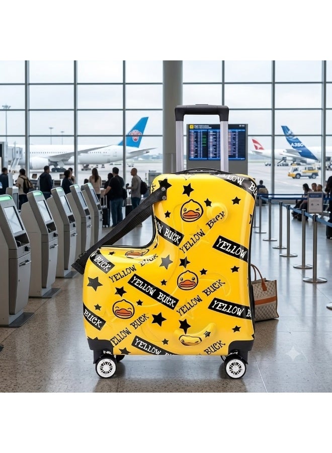 Kids Yellow Duck Pattern Trolley Suitcase - Image 2