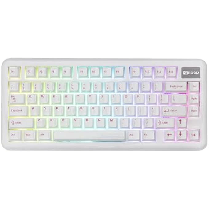 KIIBOOM PHANTOM81 LITE 75% GASKET MECHANICAL KEYBOARD, QMK&VIA PROGRAMMABLE, 3 MODES WIRELESS GAMING KEYBOARD, RGB BACKLIGHTS, ABS CASE + UV TECH, HOT-SWAPPABLE FOR WINDOWS/MAC/LINUX (WHITE) - Image 1