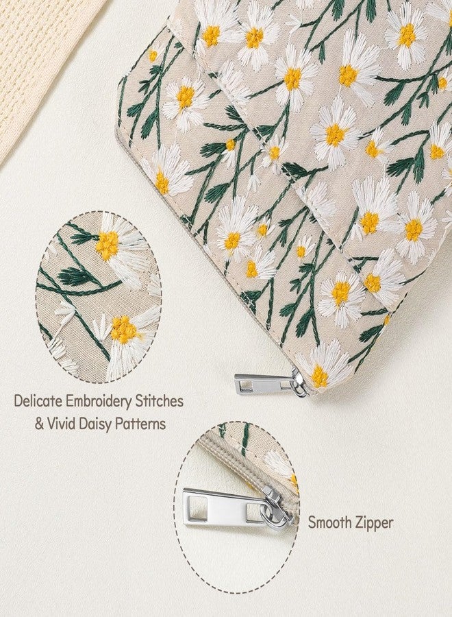 Dadanism Embroidered Daisy Padded Sleeve for All-New Kindle Paperwhite, 7" Kindle Colorsoft Signature Edition, Protective Sleeve Case for 6" Kindle/Kindle Oasis/Kobo E-Reader,White Daisy - Image 5