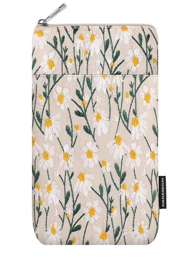 Dadanism Embroidered Daisy Padded Sleeve for All-New Kindle Paperwhite, 7" Kindle Colorsoft Signature Edition, Protective Sleeve Case for 6" Kindle/Kindle Oasis/Kobo E-Reader,White Daisy - Image 1