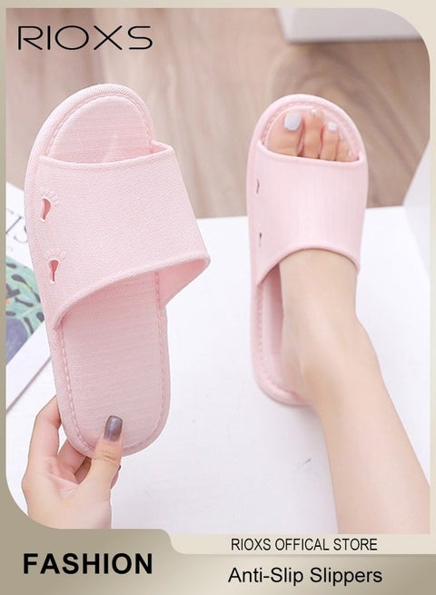 Mens Womens Slippers, Shower Slippers For Women And Men, Unisex Anti-slip Flat Slippers, Quick Drying Slippers, Lightweight Open Toe Shoes, Breathable Slide Slippers, Slip-on Slippers For Bathroom Beach Pool Travel, Indoor Outdoor Slippers,  Home Slippers, Pink Slippers