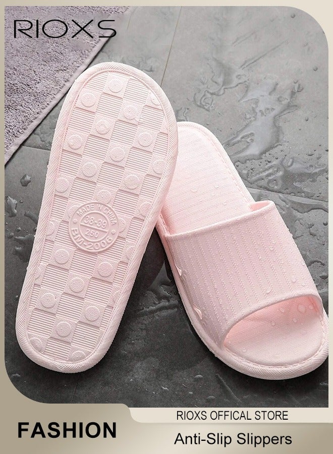 ريوكس النعال النسائية للرجال، نعال الدش للنساء والرجال، النعال مسطحة مضادة للانزلاق، النعال التجفيف السريع، أحذية خفيفة مفتوحة للأصبع، النعال المنزلقة القابلة للتنفس، النعال الزلق على الشاطئ للسفر حمام حمام، النعال في الهواء الطلق، النعال المنزلية، النعال الوردية - Image 2