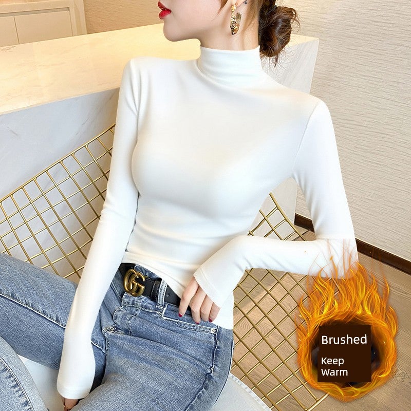 Modal half-turtleneck base shirt women's spring, autumn and winter inner wear high-end sense solid color long-sleeved t-shirt slim-fit outer wear - Image 2