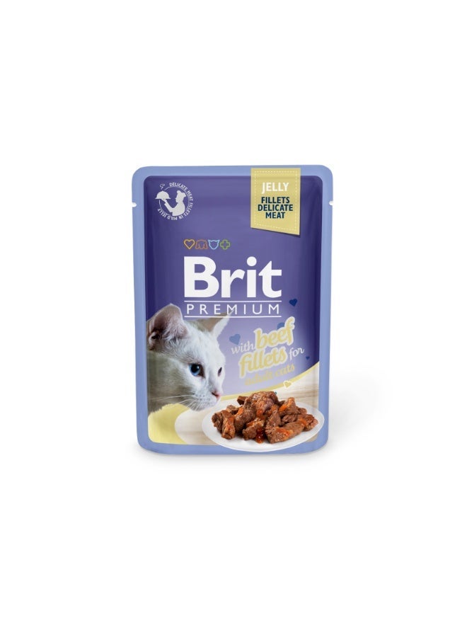 BRIT PREMIUM CAT POUCH 85G BEEF FILLETS Bundle 3 pouches - Image 2