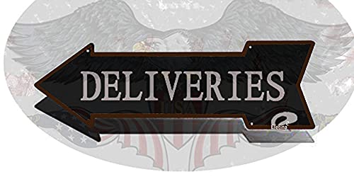 TSOSK Delivery Sign Black Left Arrow Vintage Package Deliveries Signs Drop Off Deliver Parcel Here Business Packages Plaque Metal tin Sign 5x17 INCH-Arrow Plaque Metal tin Sign - Image 2